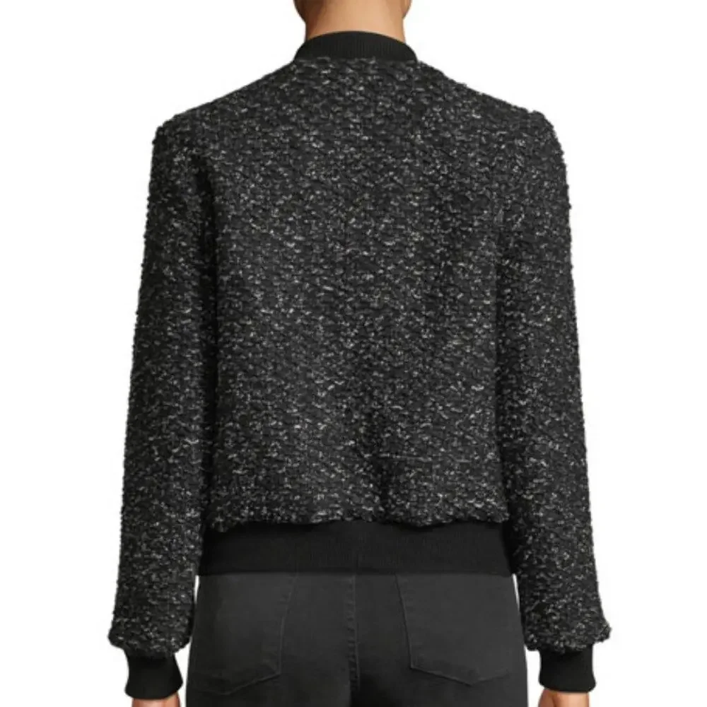 Alice + Olivia Lonnie Reversible Jacket Plaid Black White Size Small NEW